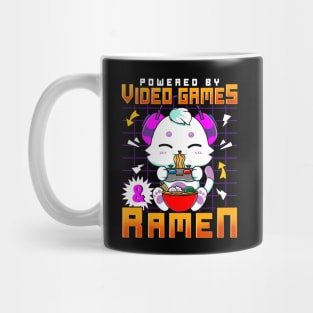 Powered By Video Games & Ramen Anime Cat Gamer Mug